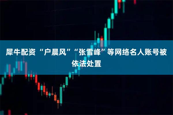 犀牛配资 “户晨风”“张雪峰”等网络名人账号被依法处置