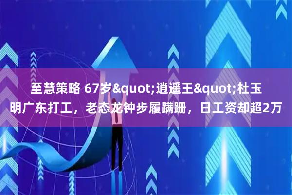 至慧策略 67岁"逍遥王"杜玉明广东打工，老态龙钟步履蹒跚，日工资却超2万